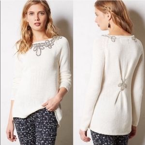 Angel of the North Anthropologie Cream Knit Sweater